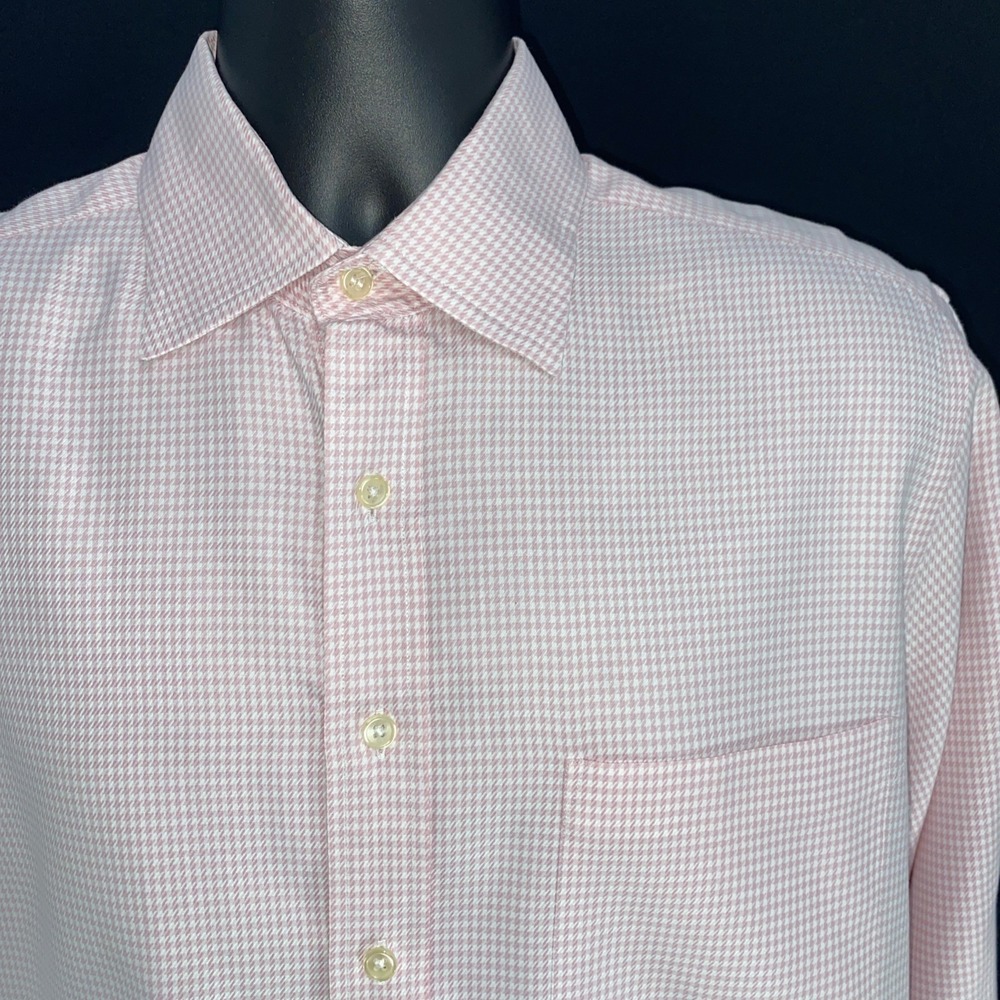 Boden London Shirt Mens‎ 16 Pink Check SuperFine Cotton Button Up French Cuffs